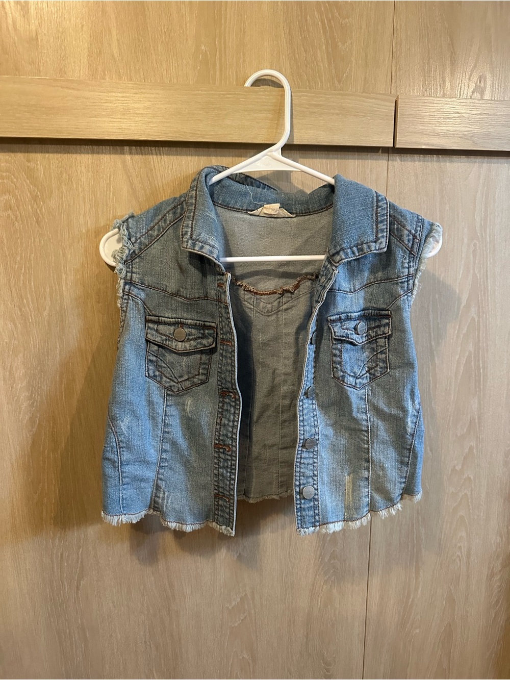 Bullhead Light Blue Denim Vest with Contrast Stitching